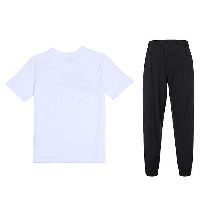 Nike Logo-Print Regulärer Ärmel Rundhals Kurzarm Einfarbig Locker sitzend Elastische Manschette Hose Lässiges Sportset Herren Sets AR5005-101+FB7498-010
