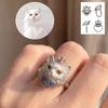 Anillo de Gato con Corona de Pedrería para Hombres y Mujeres, Gatito con Lazo, Anillo Abierto de Aleación, Anillo de Dedo Ligero de Animal, Color Plateado, Joyería de Moda, Regalo