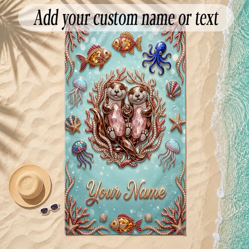 Zeemeermin Thema Zachte Strandhanddoek Gepersonaliseerd Aangepaste Naam Tekst Handdoek Draagbaar voor Strand Zwembad Reizen