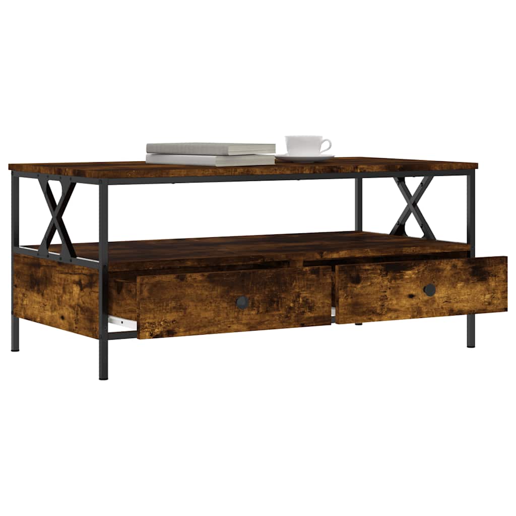 Coffee Table Smoked Oak 100x51x45 cm Wood Based Material