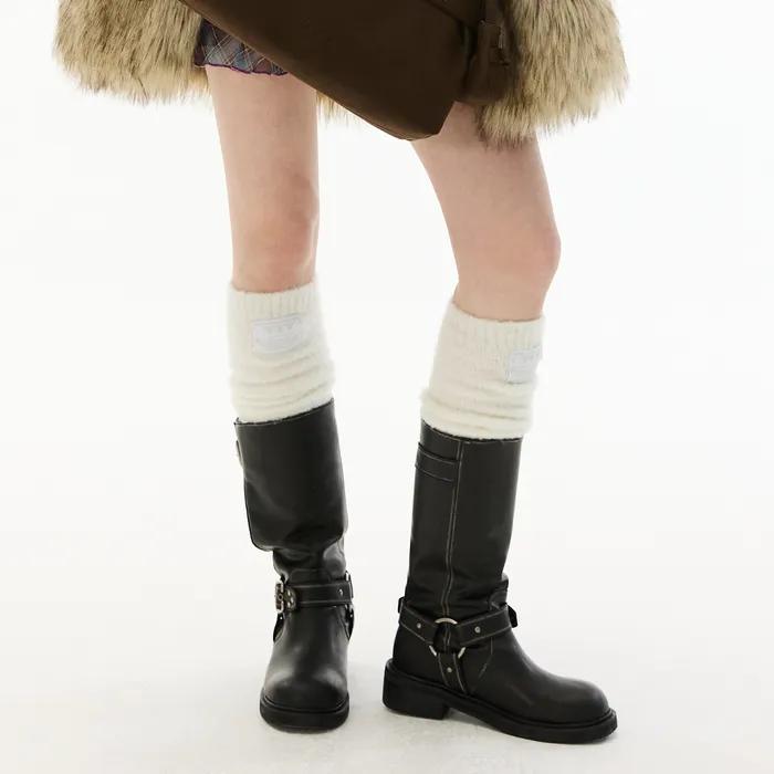 Basic Logo Heathered Leg Warmers _ White