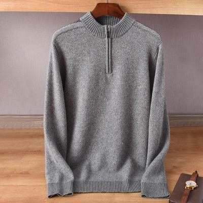 Maglione da uomo con zip a collo alto medio per primavera e autunno - Pullover casual, versatile, tinta unita