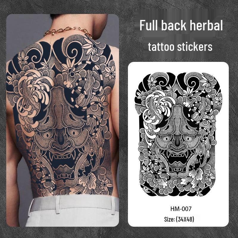 Wasserdichter semi-permanenter Vollrücken-Kräuter-Tattoo-Aufkleber - Langlebiges, realistisches Design für Männer und Frauen