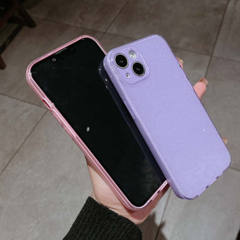 Solid Color Crystal Glitter Phone Case for IPhone 16 15 13 14 Plus 12 11 Pro Max Soft Silicone Candy Jelly Protective Back Cover