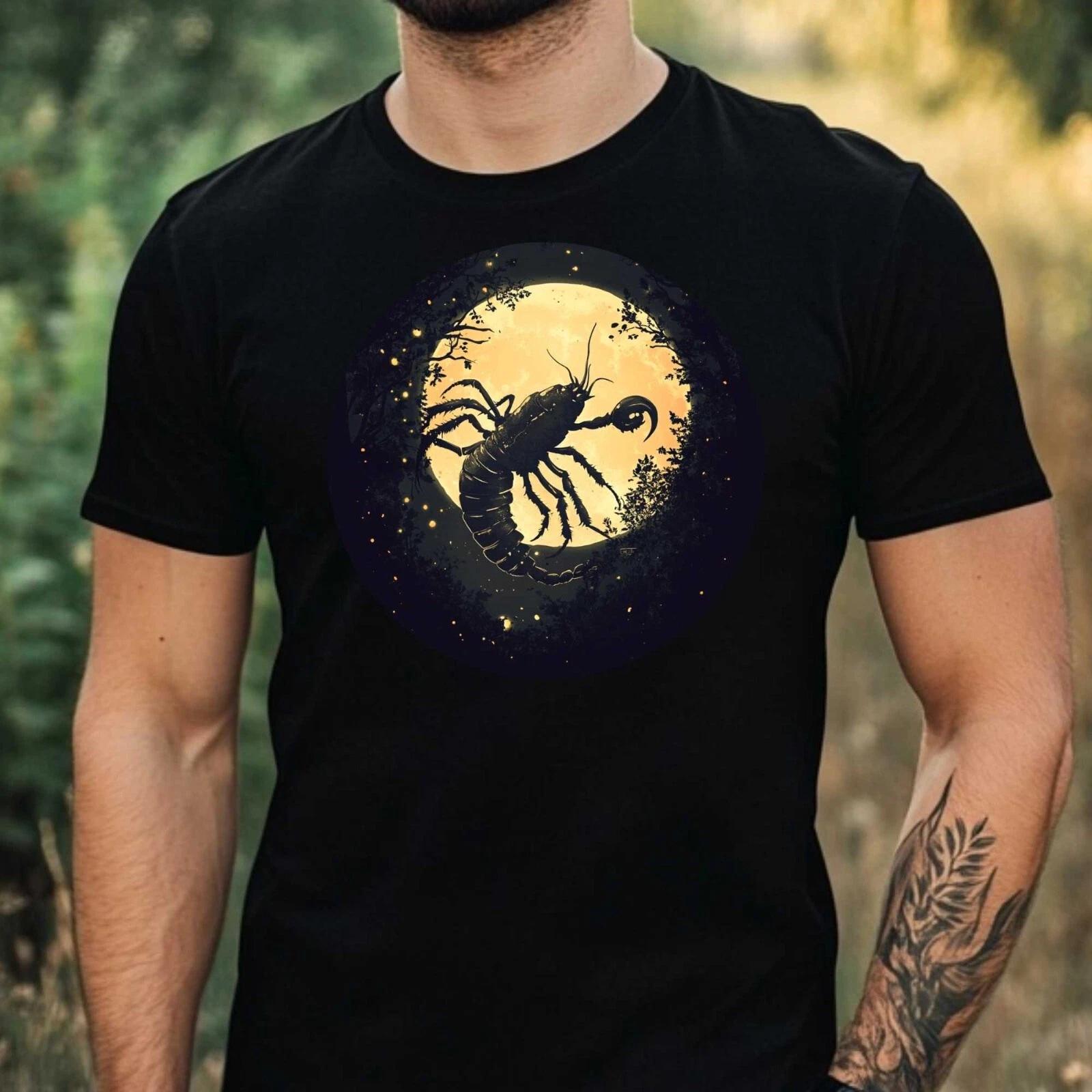 T-Shirt Herren Skorpion im Mondlicht Motiv Baumwolle Größe XS bis 5XL M