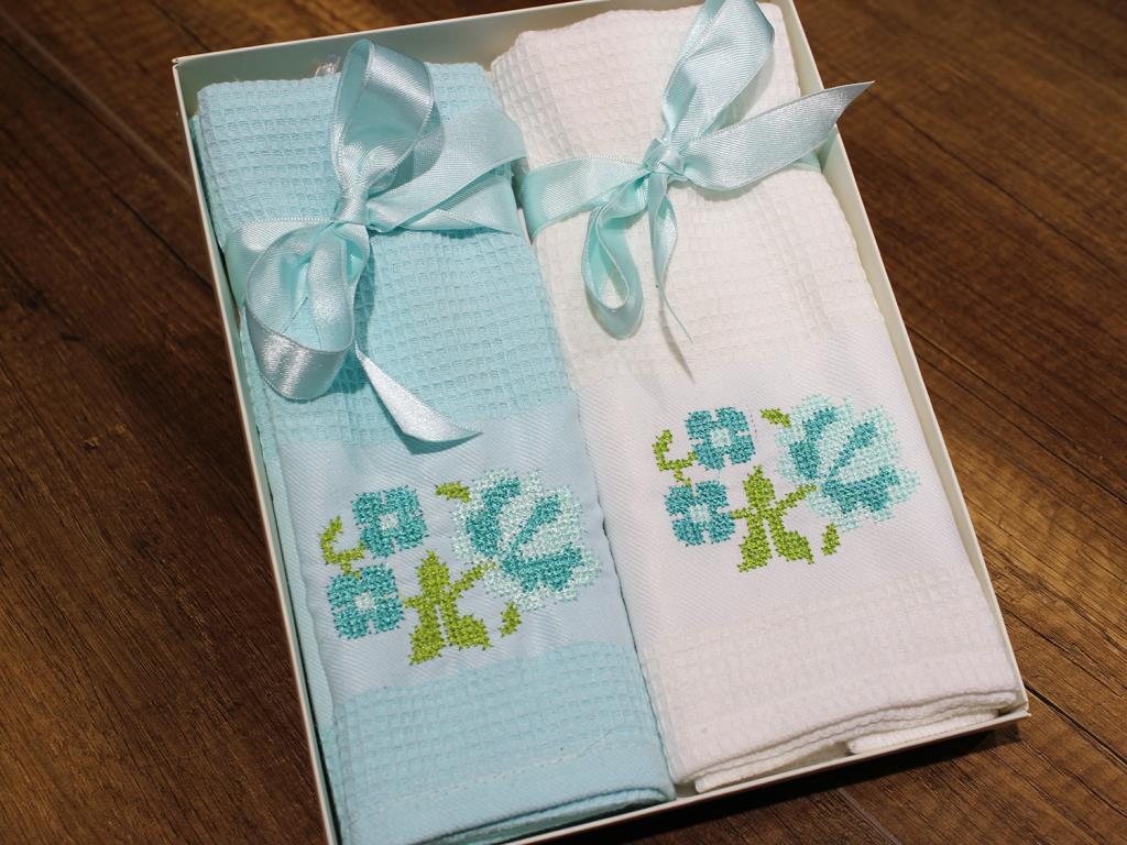 

Кухонная салфетка Dowry World с вышивкой крестиком из 2-х частей мятного цвета