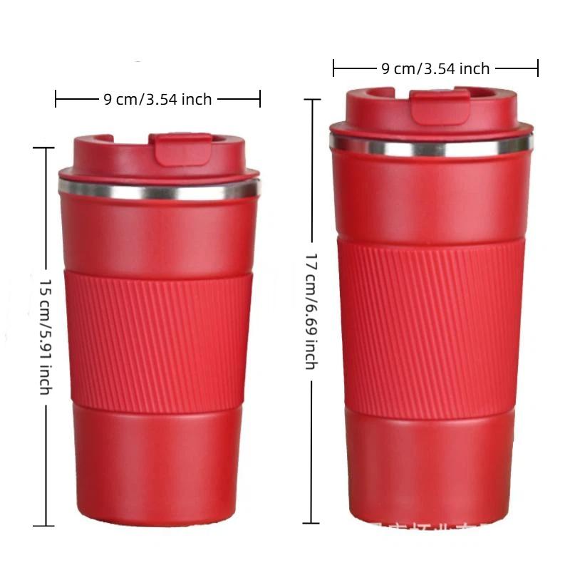 Edelstahl Isolierte Reise-Kaffeebecher Auslaufsicherer Deckel 6H Wärme-Kälte-Speicherung Rutschfester Griff Für Pendeln Wandern Camping