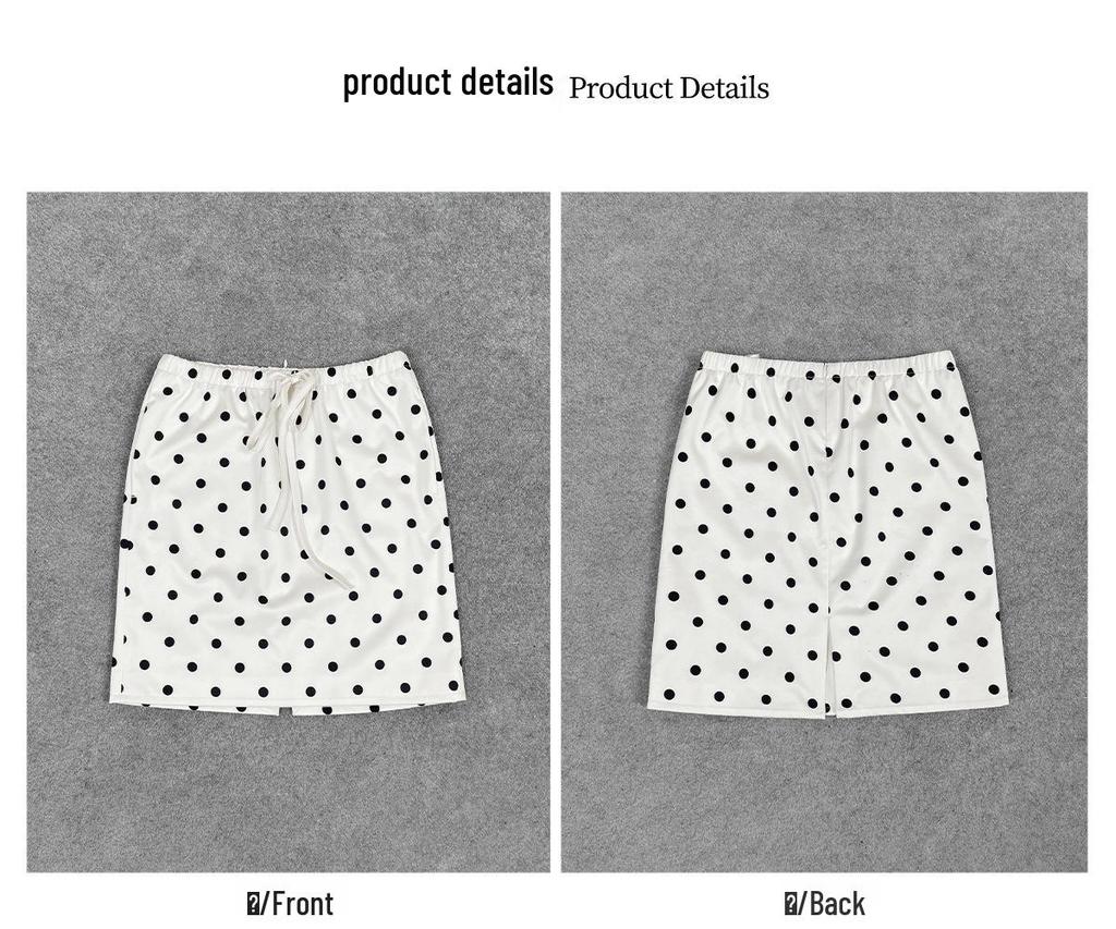 Women's Elegant Apricot Polka Dot Drawstring Hip Wrap Skirt