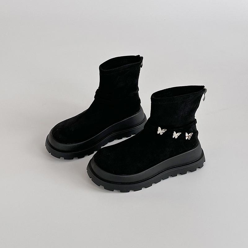 Retro style thick-soled heightening butterfly word with Martin boots women's 2025 new autumn and winter temperament fashion boots