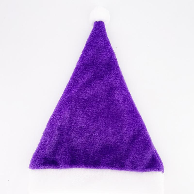 Available: Red/Blue/Pink/Green/Yellow Santa Hat - Short Plush, Brushed Finish for Adults, Holiday Party Christmas Decoration.