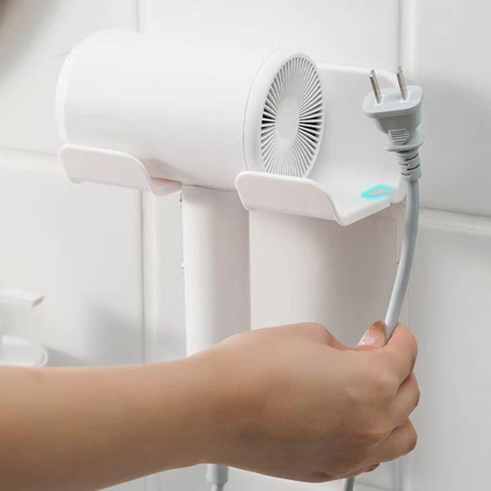Self-adhesive Hair Dryer Rack Wall Mounted Bathroom Storage Rack Portable Hair Dryer Holder