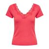 Women's Lennie Red Lace Neckline Short Sleeve Top ONLY