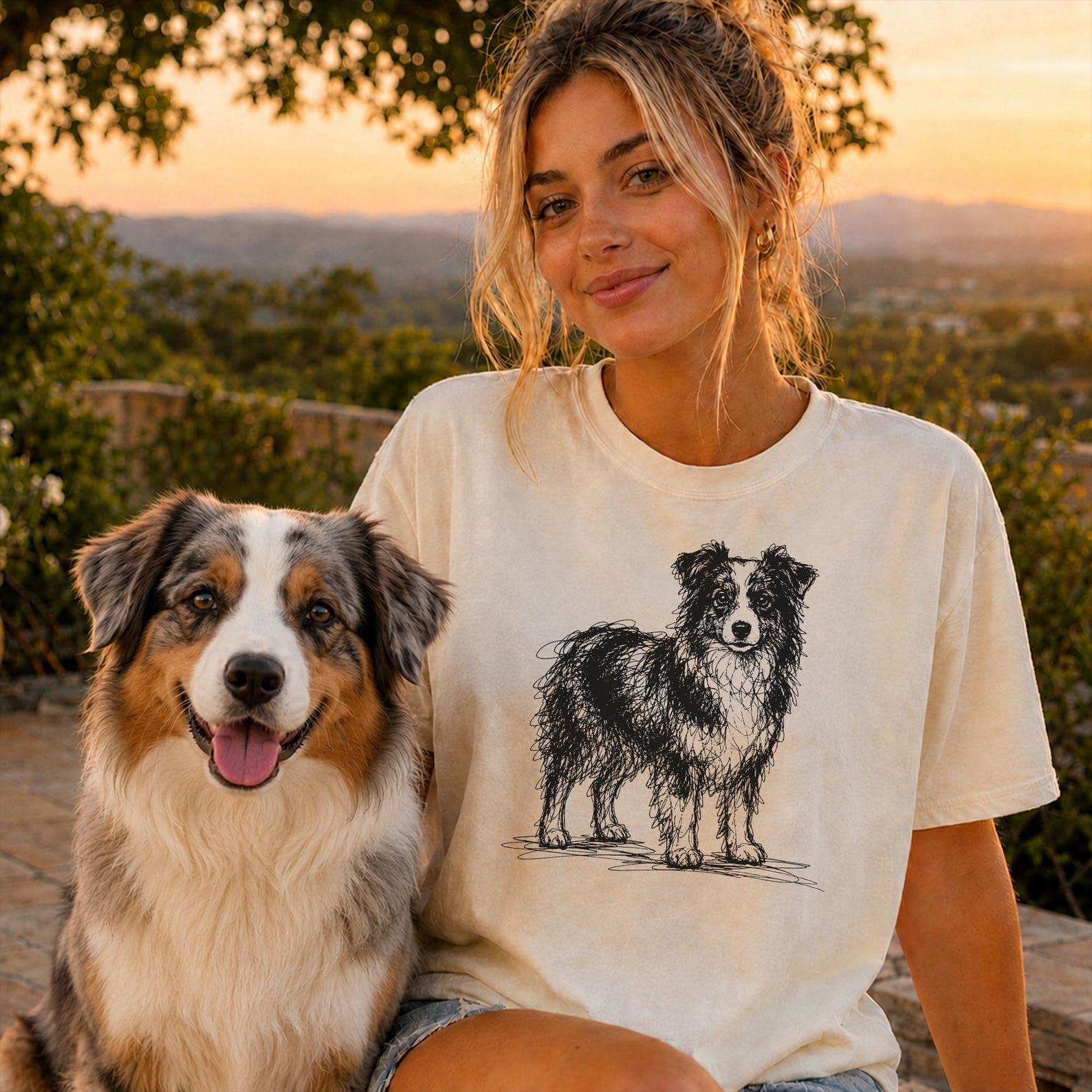 Miniature American Shepherd Line Art Shirt, Minimalist Scribble Mini Aussie Sketch Tee, Abstract Dog T-Shirt, Mini Aussie Mom Gift S