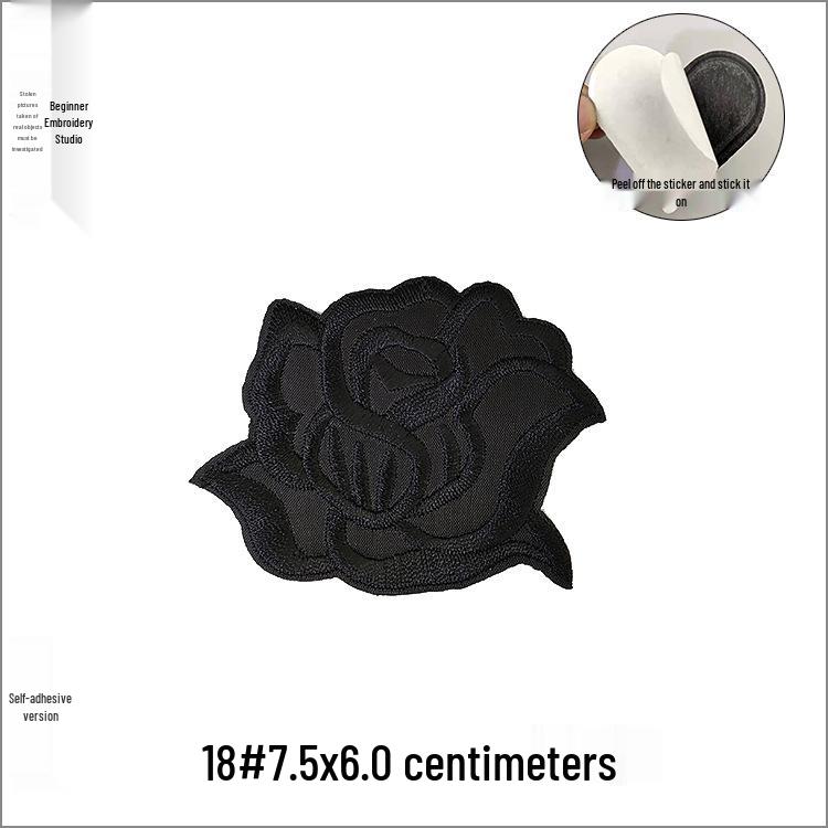 Self-Adhesive Black Letter Embroidery Patch for Clothing