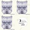 3Pieces/Lot High Waist Light Sexy Elastic Lace Women's Panties, Pure Cotton Crotch Comfortable Non-marking Breathable Lightweight Underwear Briefs