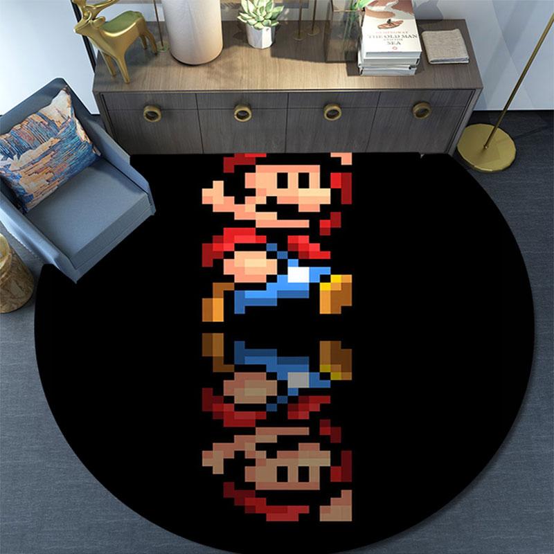 Mario Cartoon Pattern Round rug,Carpet Rug for Living Room Bedroom Playroom ,Non-slip Floor Mat,Holiday Gifts and Birthday Gifts.