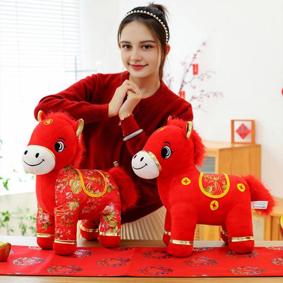 2026 Horse Doll New Year Decorations Soft Cloth New Year Blessings Horse Ornament Symbol of Wealth Happiness Car Horse Ornament
