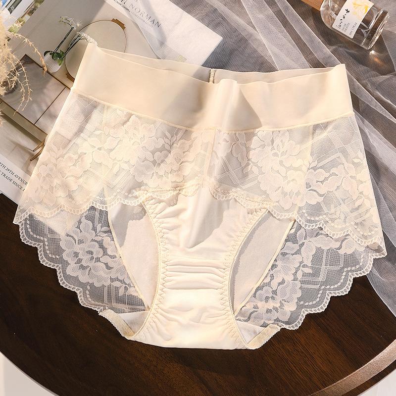 Sexy Unterwäsche für Damen, Spitze, große Größe, hohe Taille, Slip mit erweitertem Schritt, 7A, antibakteriell, dünn, keine Fettspuren, plus große Dreieckshöschen für Damen