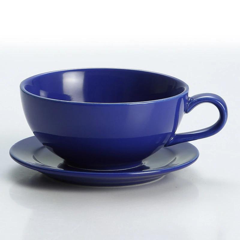 240ml Espresso Coffee Cup with Saucer,Large Soup Mug with Handles,Multiple Colors for Hot Chocolate Mocha Cappuccino Latte