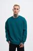 Men's Oversize Basic Hoodie with Round Neck - Olive Green