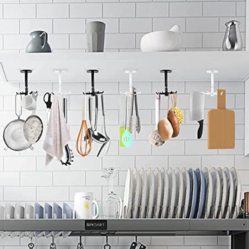 360 Degrees Rotated Kitchen Hooks Self Adhesive Wall Door Hook Handbag Clothes Ties Bag Home Hanging Rack