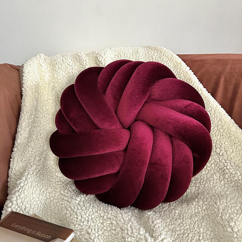 Light Luxury Velvet Three-strand Round Cushion Living Room Cushion Bedside Pillow Woven Bay Window Mat Sofa Plush Throw Pillow