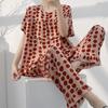 Short-sleeved Trousers Cotton and Silk Pajamas Women's Summer Thin Suit Japanese Sweet Anti-bumps Can Be Worn Outside Cotton Silk Loungewear