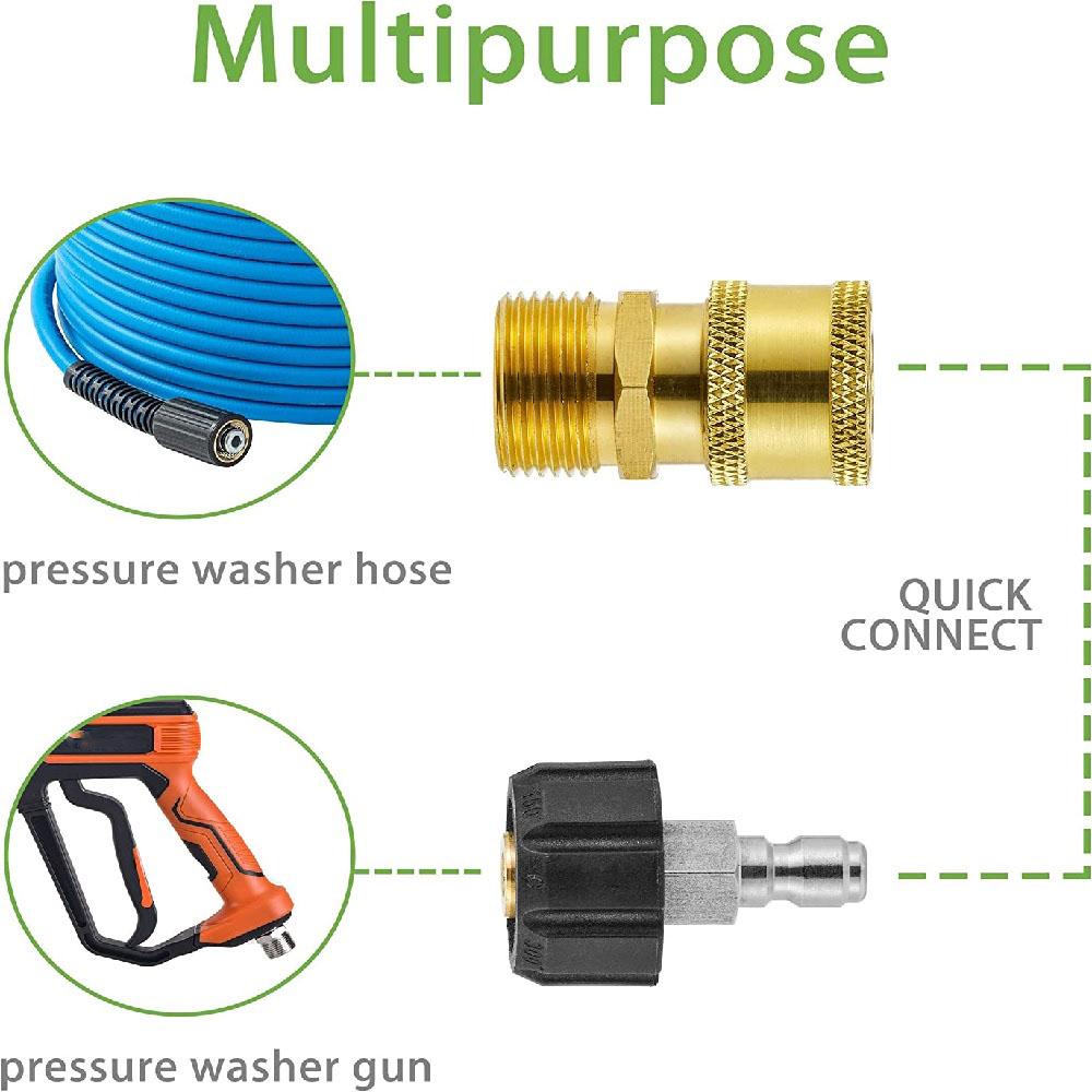 1 Pair of M22 14mm Female to 1/4" Male Quick Connect Adapter for Pressure Washer