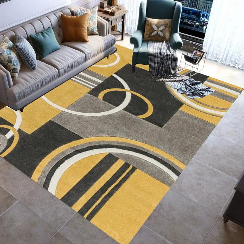 Fashionable Stylish Geometric Lines Washable Modern 3D Printing Carpet Mat Living Room Bedroom Toilets Rugs Area Rug