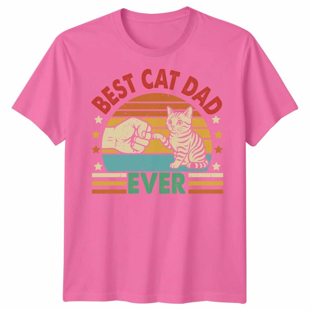 Best Cat Dad Ever Unisexs T Shirt Vintage Inspired Cat Graphic Tee