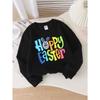 Kids Crewneck Sweatshirt, Colorful Happy Easter Bunny Face Print, Soft Cozy Pullover