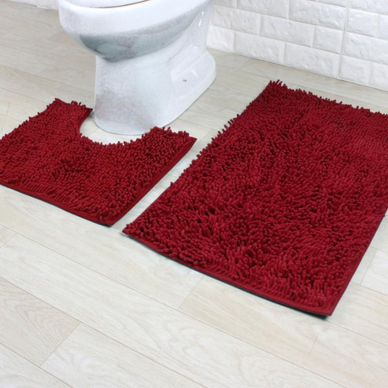 Bathroom Rugs Chenilles Bath Mats Set of 2 Nonslip Bath Mats Super Absorbent UShaped Carpets Decoration Machine Wash