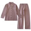 Men's Cotton Pajama Set Nightwear Long Sleeve Tops Pants Pajama Sets Soft Plaid 2 Piece Button Down Lounge Set for Men Lapel Comfortable Sleepwear