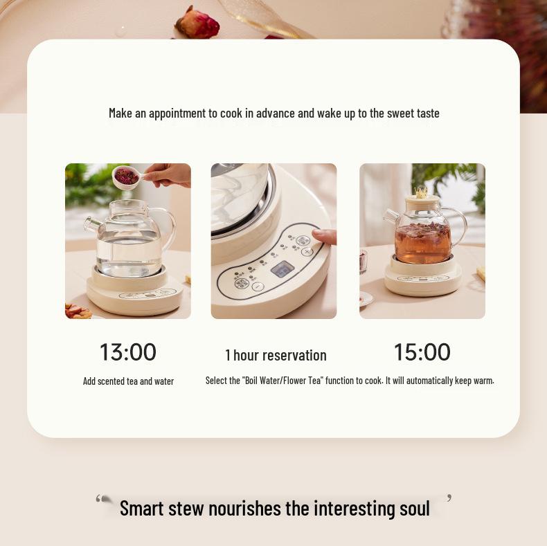 Multi-Functional Single-Serve Health Pot: Glass Tea Brewer & Constant Temperature Water Boiler