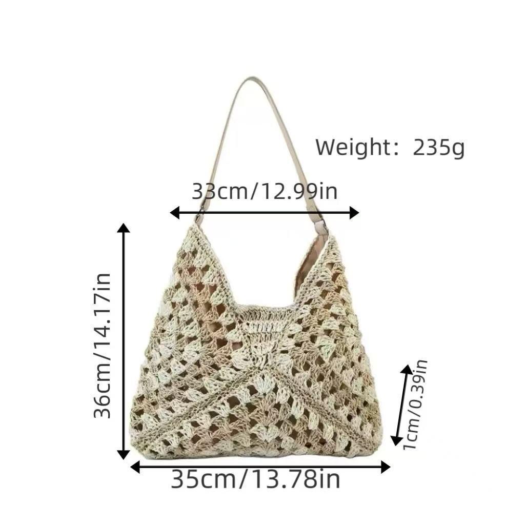 2026 Women s Versatile Straw Beach Bag: Fashionable, Simple, Large Capacity for Seaside Vacations бежевый