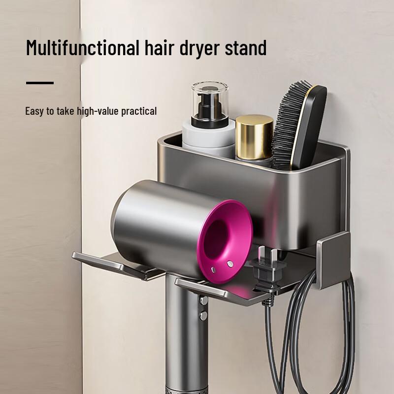 ProPre No-Punch Wall-Mounted Hairdryer Holder and Storage