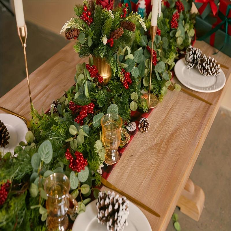 

1 шт. Премиум искусственная сосна для дома/улицы, красная ягода, кипарис, рождественская гирлянда, рождественский декор, зеленый реалистичный праздничный декор зелёный