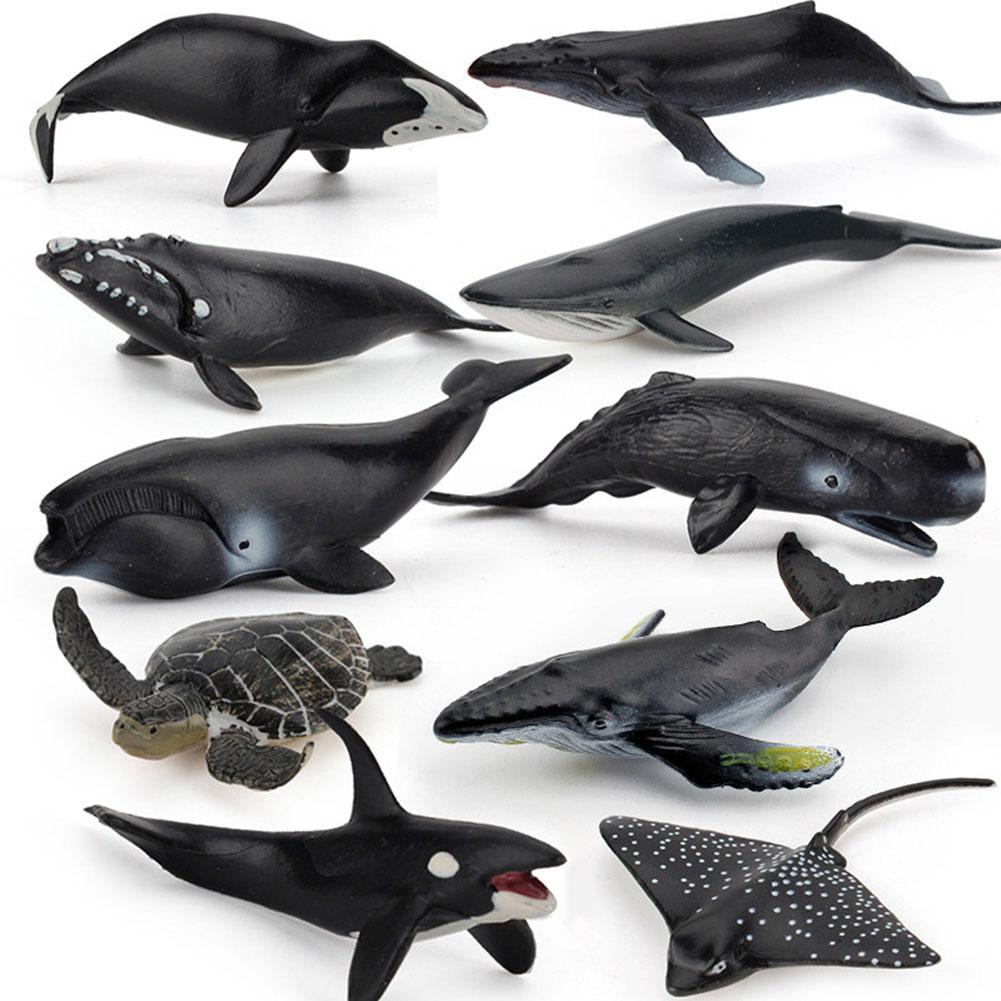 Mini Sea Animal Action Figure Dolphin Shark Whale Turtle Marine Creatures Model Ornaments Gifts For Boys Girls