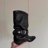 Vintage Willow Spike Martin Boots Pointed Pants Tube Boots Women's Fried Street Coarse Heel Versatile Fashion Knight Boots