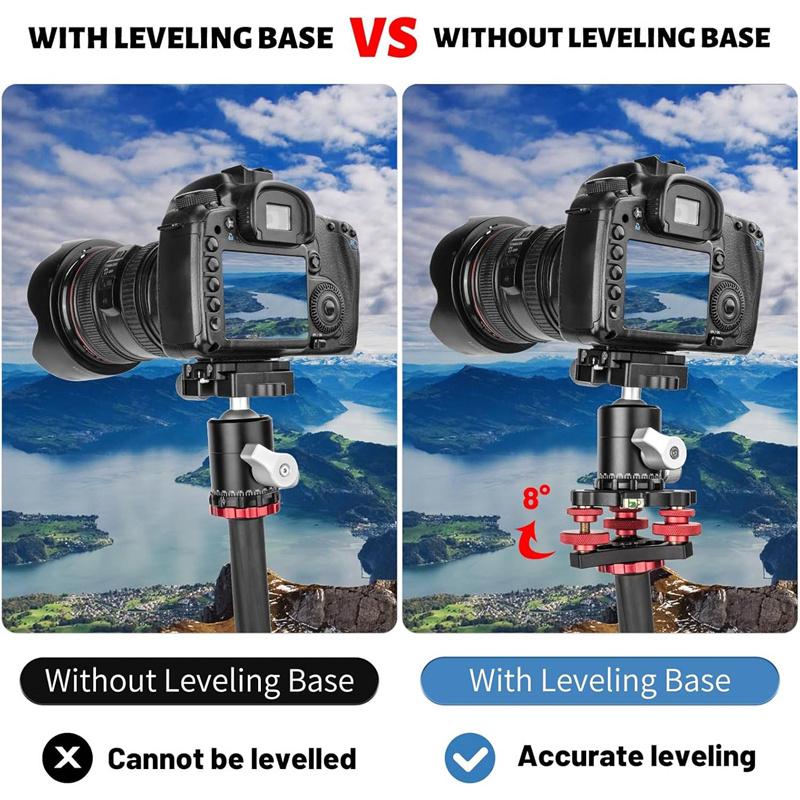 Camera Leveler Base Aluminum Alloy 3 Bubble Levels Tripod Head Leveling Base Strong Load Bearing For Panoramic Photography