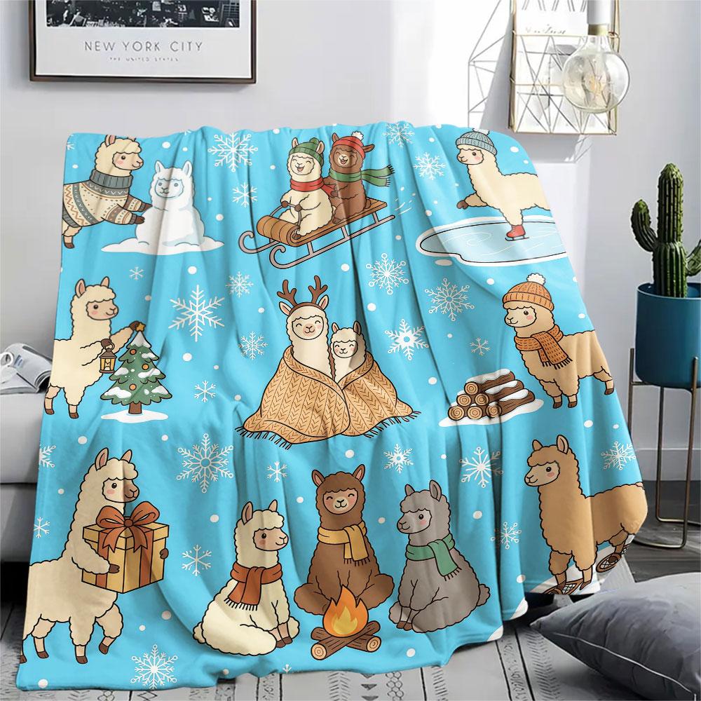 1PC Winter Hamsters Graphic Print Flannel Blanket Lightweight and portable for Home Decor Warmth and Comfort Birthday Present Birthday Gifts