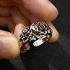 Retro Rose Blume Verstellbarer Offener Ring Für Damen Herren Silberbeschichtetes Kupfer Punk Gothic Edgy Schmuck Unisex Accessoires Liebesgeschenk