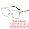 Men Square Metal Frame Reading Glasses TR90 Spring Leg Blue Light Blocking Eyeglasses for Elderly Presbyopia