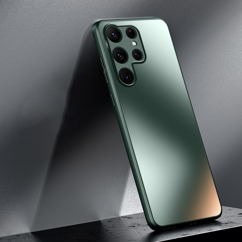 Funda de cristal mate de silicona AG de lujo para Samsung Galaxy S24 S23 S22 Ultra S24 Plus, funda protectora para lente de cámara esmerilada