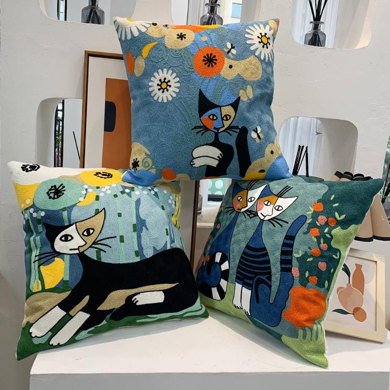 New Style Cushion Cover Picasso Embroidered Decorative Throw Pillowcases Abstract Creative Decoration For Home Sofa Car Covers