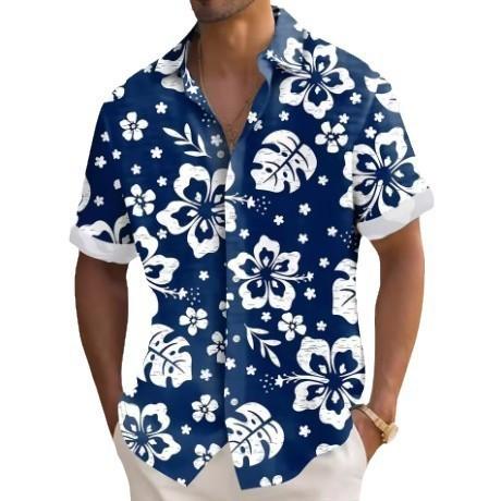 Men'S Hawaiian Short Sleeve Shirt Printed Fashion Casual Beach Shirt