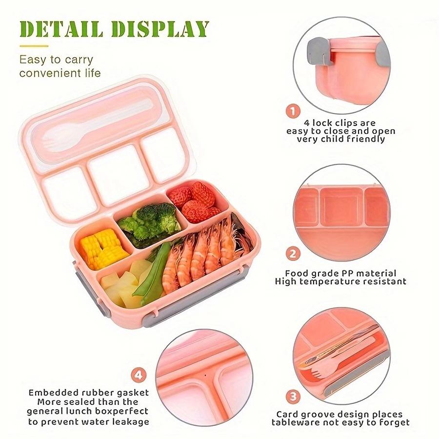 1PC Four Grid Format Lunch Box 1300ML Lunch Box For Students Sealed Leak Proof And Easy To Clean Student Bento Box