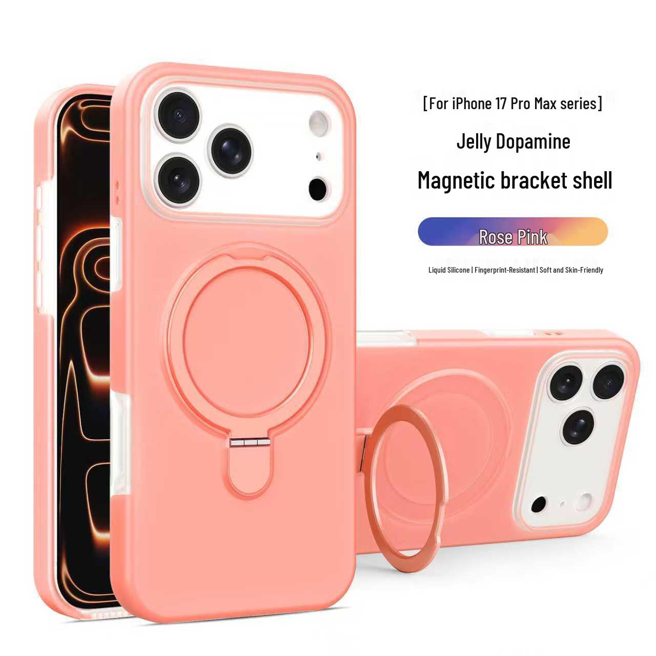 iPhone 17 Pro Max Magnetic Jelly Stand Case - Full Coverage, Anti-Drop Silicone 17 Pro