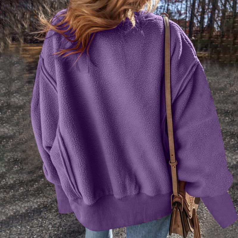 DAFIFY Damemote Uformelt ensfarget trykk vår høst med lange armer og lange ermer med o-hals