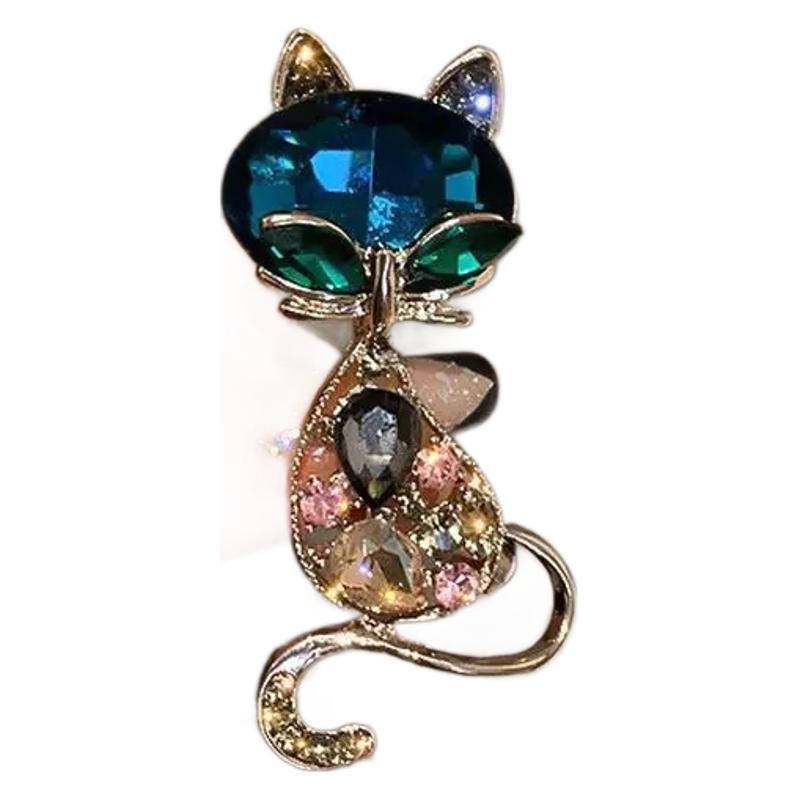 Broche Chat Cartoon Rétro Chic pour Femmes - Accessoire Épinglette Mignon
